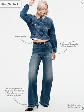 J. Crew High-Rise Wide-Leg Jeans in Medium Blue Denim